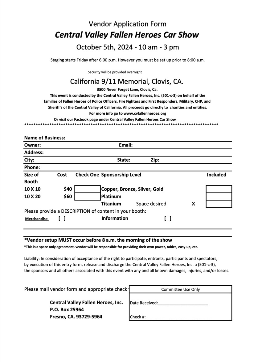 2024 Vendor Application Form